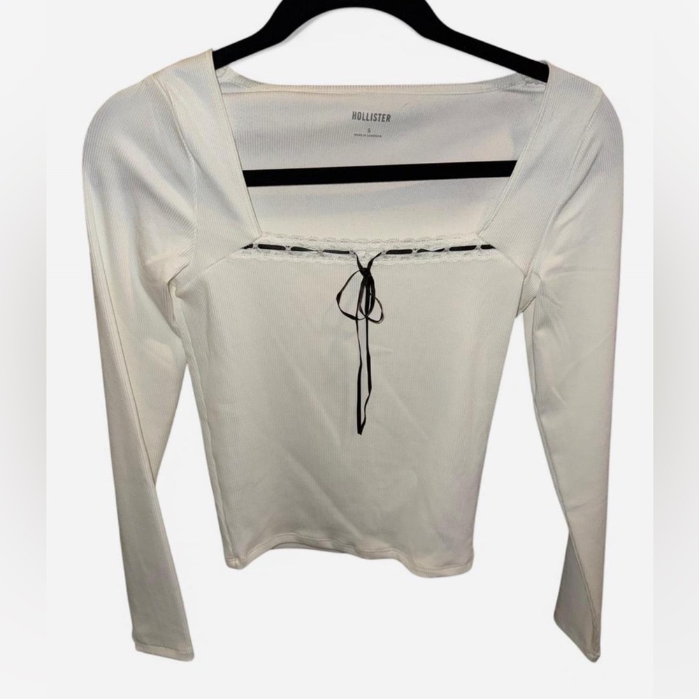 Hollister Lace White Long Sleeve Top